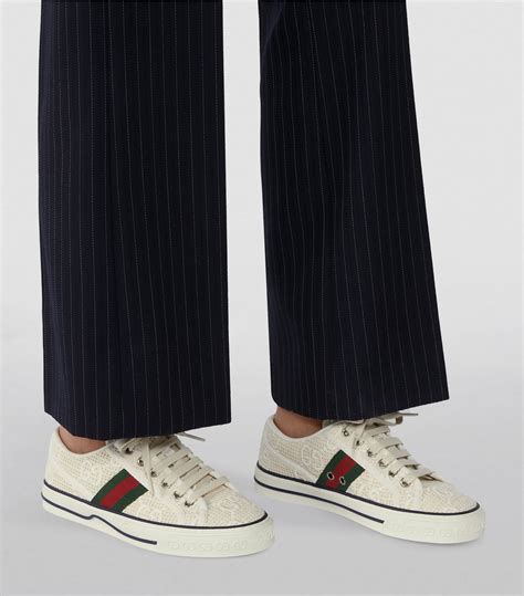 gucci white tennis sneakers|Gucci 1977 tennis shoes women's.